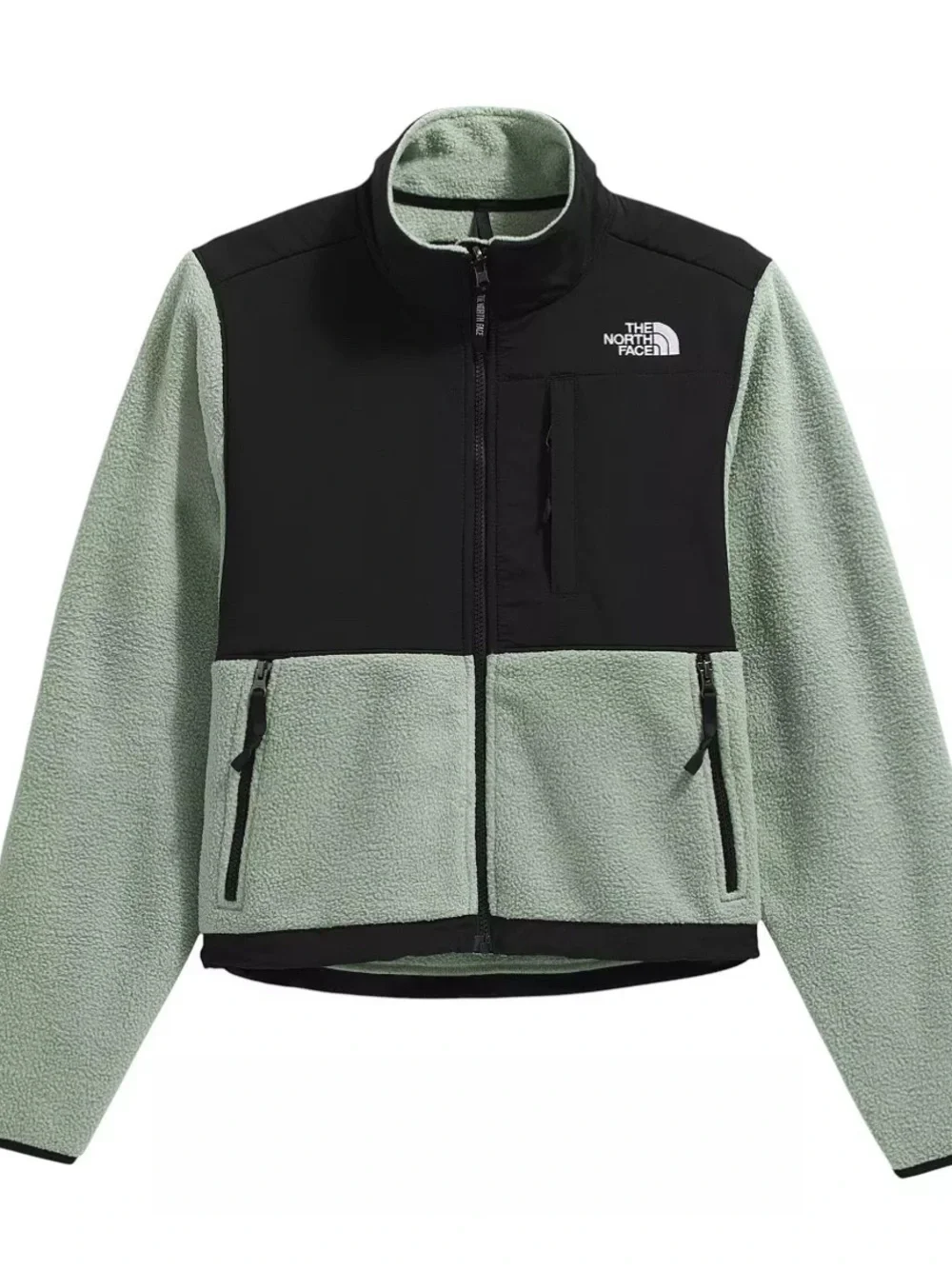 The North Face Women's Two-Tone Teddy Fleece Jacket in Sage Green and Black - Picture 7 of 7